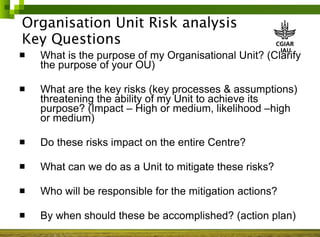 Risk management in ILRI 