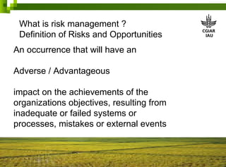 Risk management in ILRI 