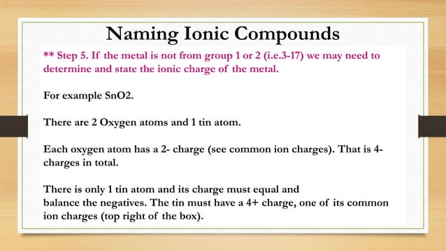 Unit b matter and chemical change notes(naming ionic compounds) | PPT
