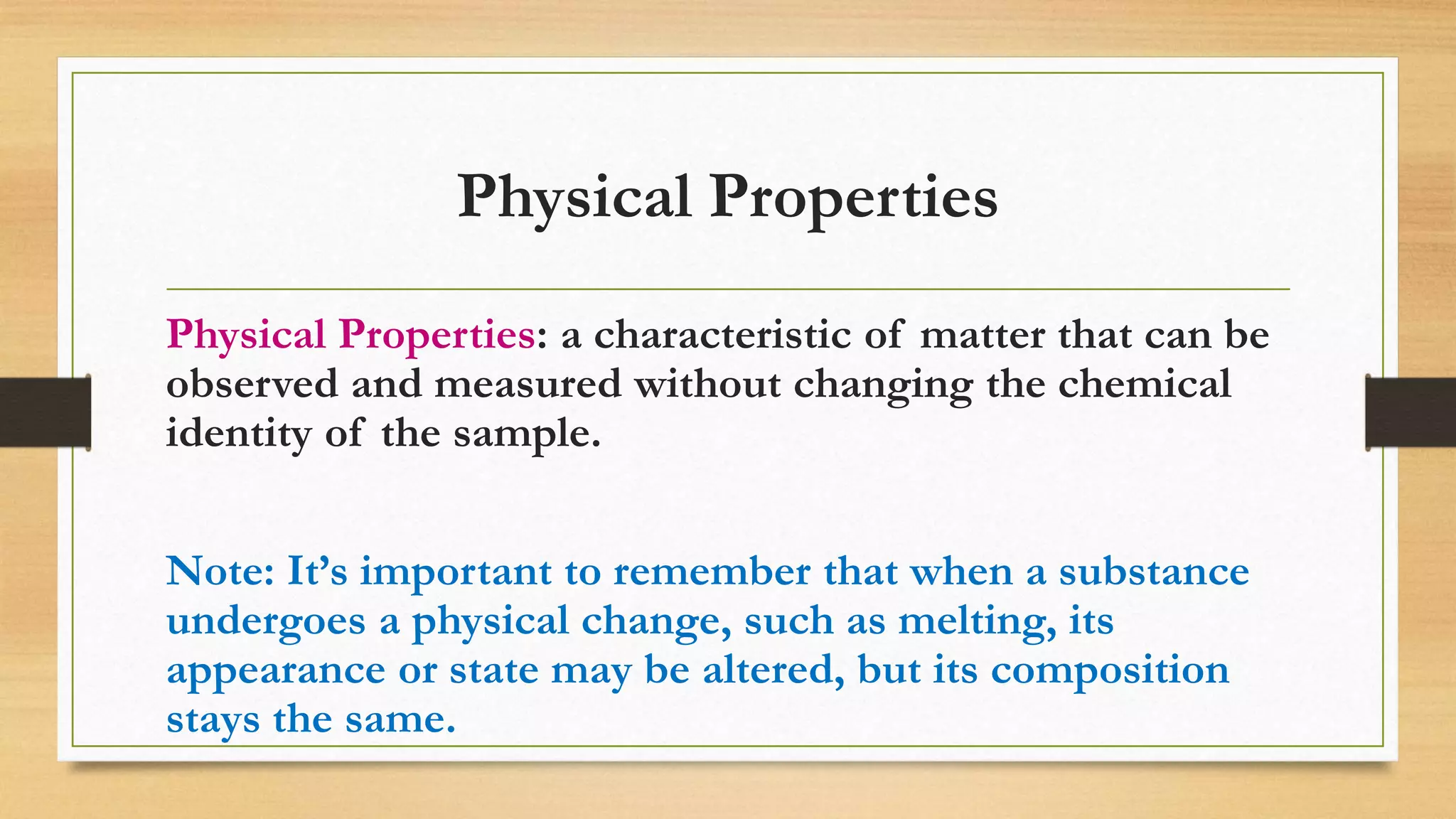 Unit b matter and chemical change notes(physical & chemical properties ...