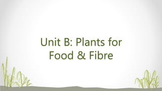 Unit B: Plants for
Food & Fibre
 