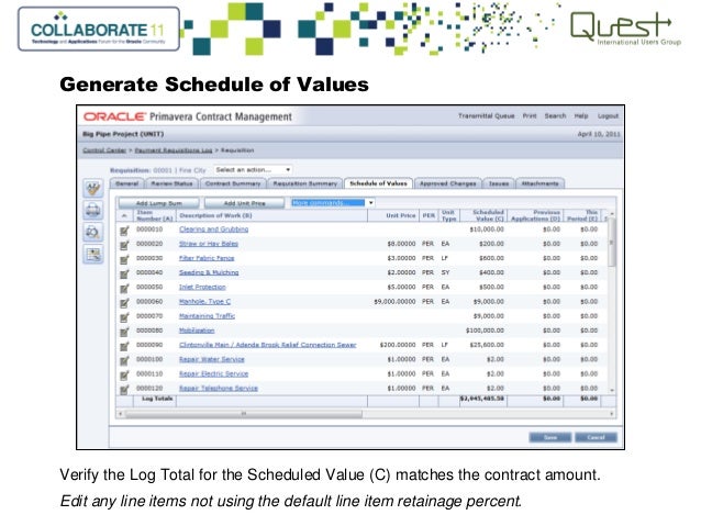 schedule of values excel template