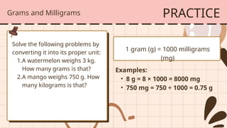 Milligrams Unit Unit Conversion Measurement in Beige Math Presentation with Hand Drawn ...