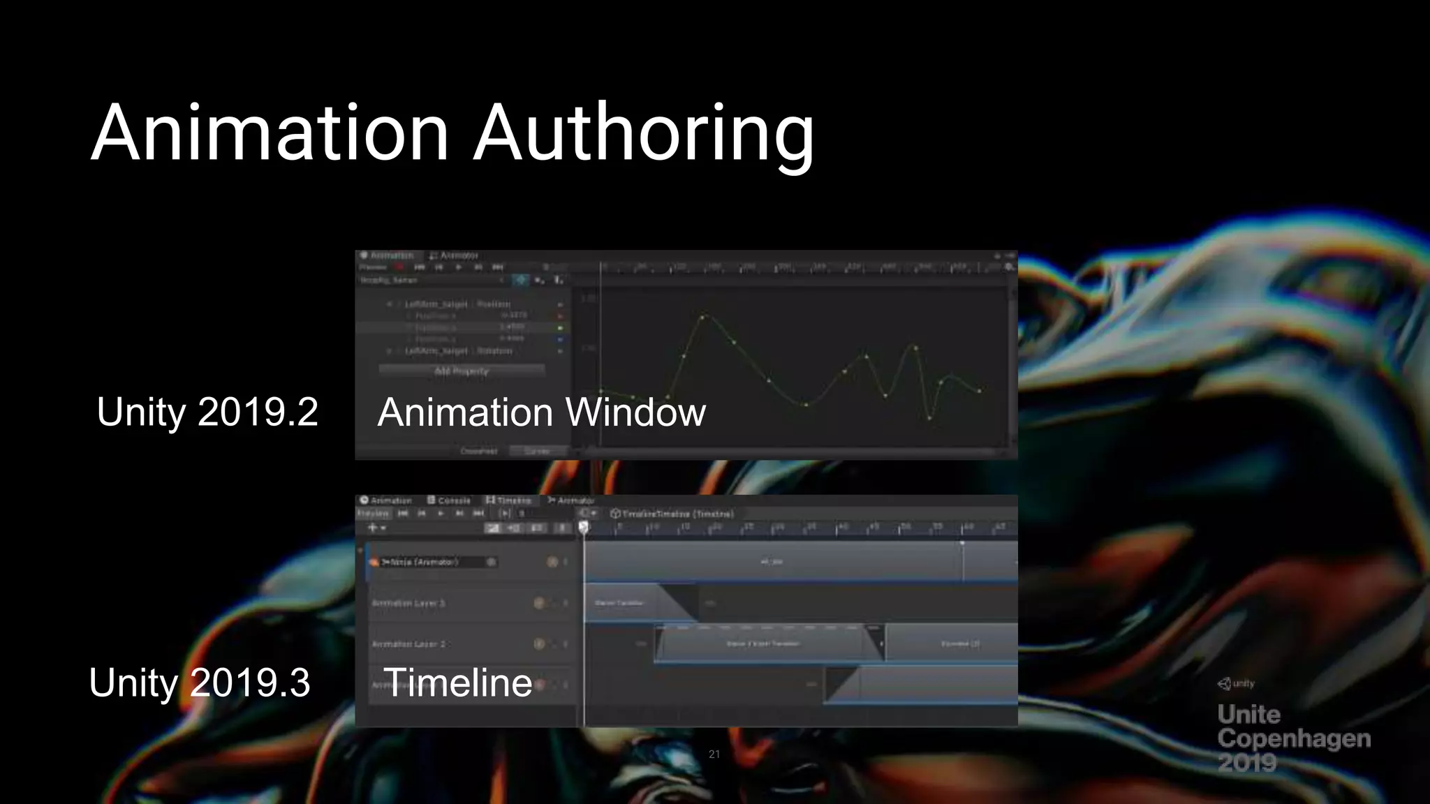 Animation Authoring
21
Unity 2019.2 Animation Window
Unity 2019.3 Timeline
 