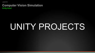 CONFIDENTIAL: NOT FOR EXTERNAL DISTRIBUTION
Computer Vision Simulation
Unity time!
UNITY PROJECTS
 