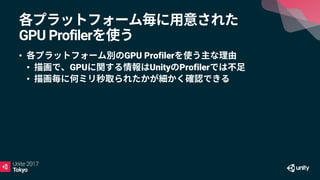 GPU Profiler
• GPU Profiler
• GPU Unity Profiler
•
 