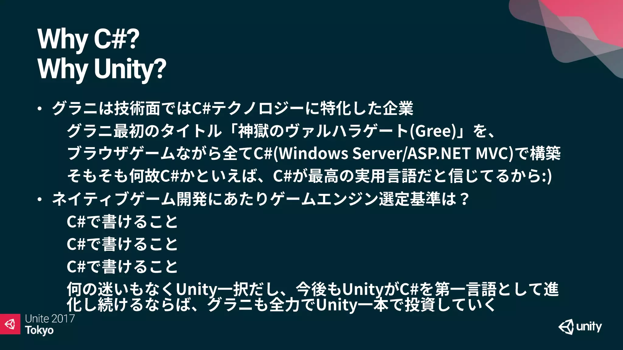 Why C#?
Why Unity?
•
•
•
•
•
•
•
•
•
 