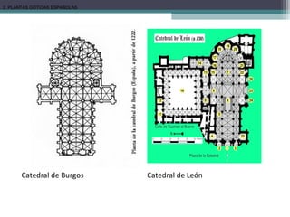 Catedral de Burgos Catedral de León
2. PLANTAS GÓTICAS ESPAÑOLAS
 
