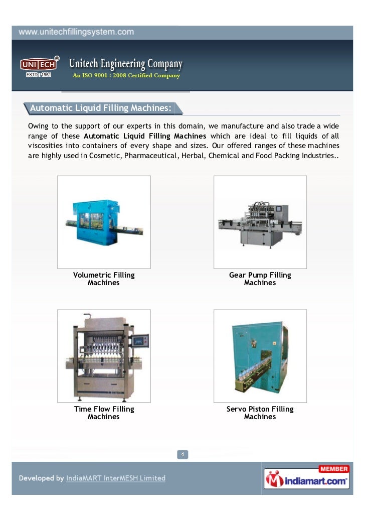 Unitech Engineering Company, Mumbai, Filling & Capping Machines