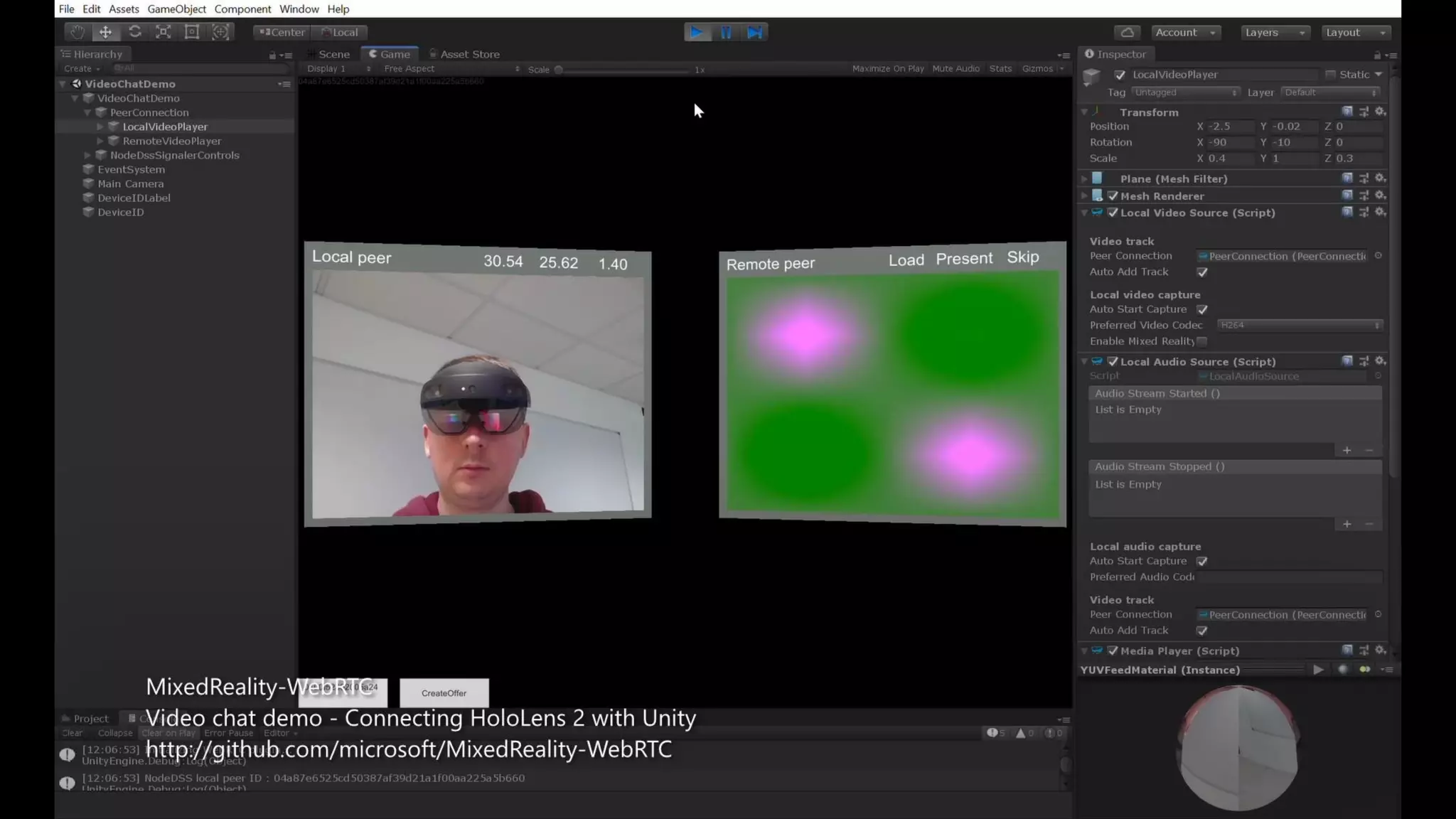 Mixed Reality WebRTC
https://microsoft.githu
b.io/MixedReality-
WebRTC/manual/hello
world-unity.html
 