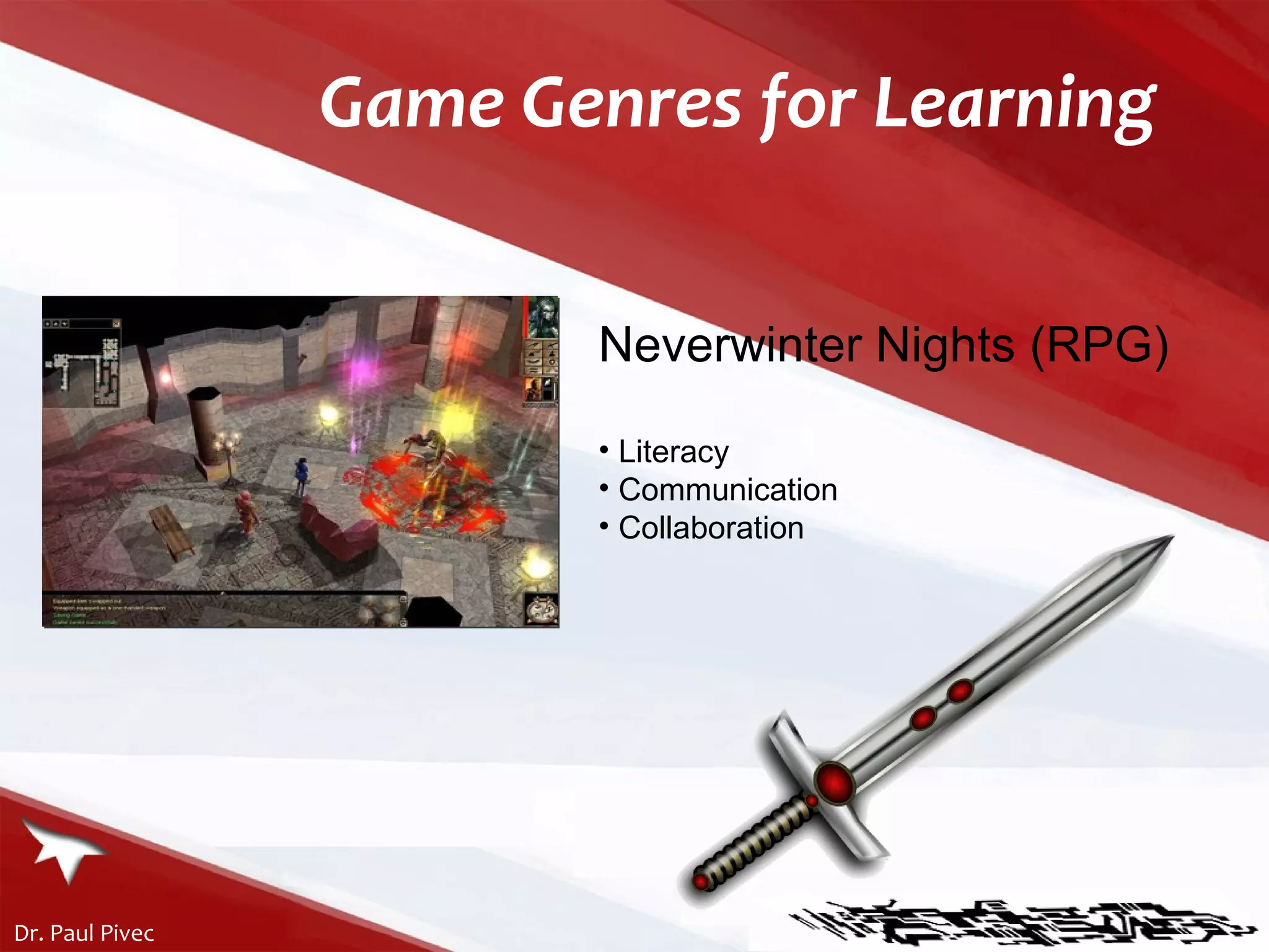 Game Genres for Learning Neverwinter Nights (RPG) Literacy Communication Collaboration 