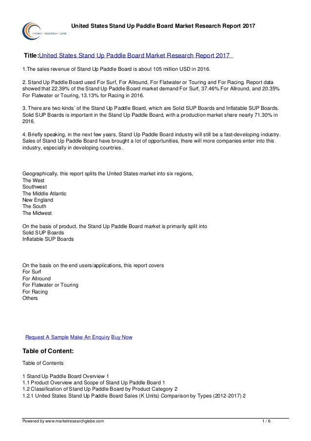 United statesstanduppaddleboardmarketresearchreport2017