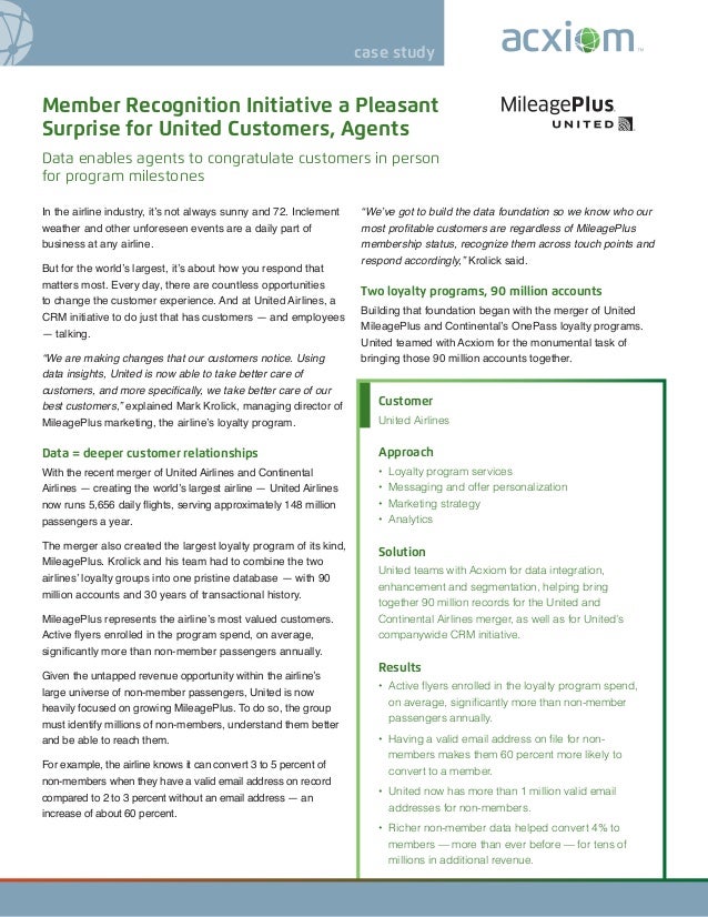 a united front getting to know its customers a united airlines cas united frequent flyer enrollment