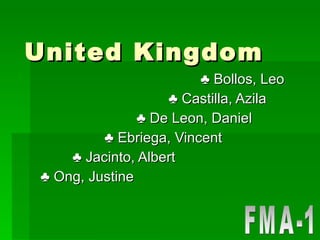 United Kingdom ♣  Bollos, Leo ♣  Castilla, Azila ♣  De Leon, Daniel ♣  Ebriega, Vincent ♣  Jacinto, Albert ♣  Ong, Justine FMA-1 