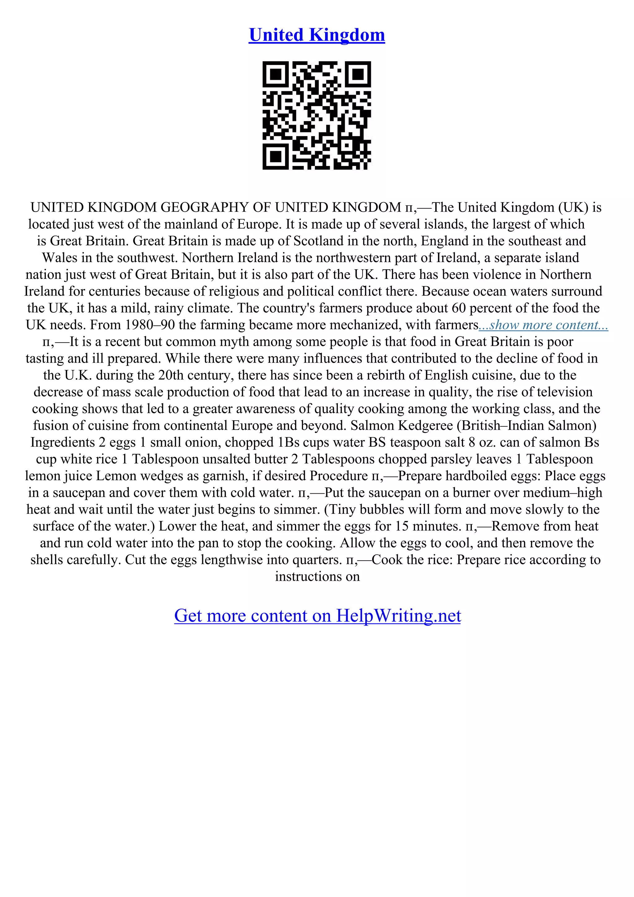 United Kingdom Essay | PDF