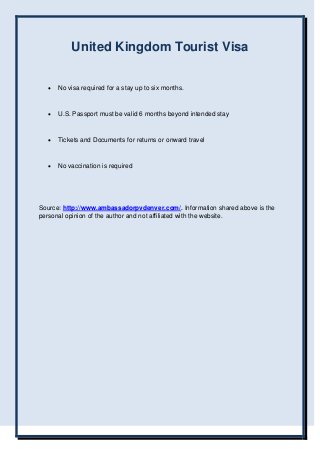 United Kingdom Tourist Visa