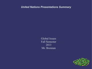 United Nations Presentations Summary

Global Issues
Fall Semester
2013
Mr. Brennan

 