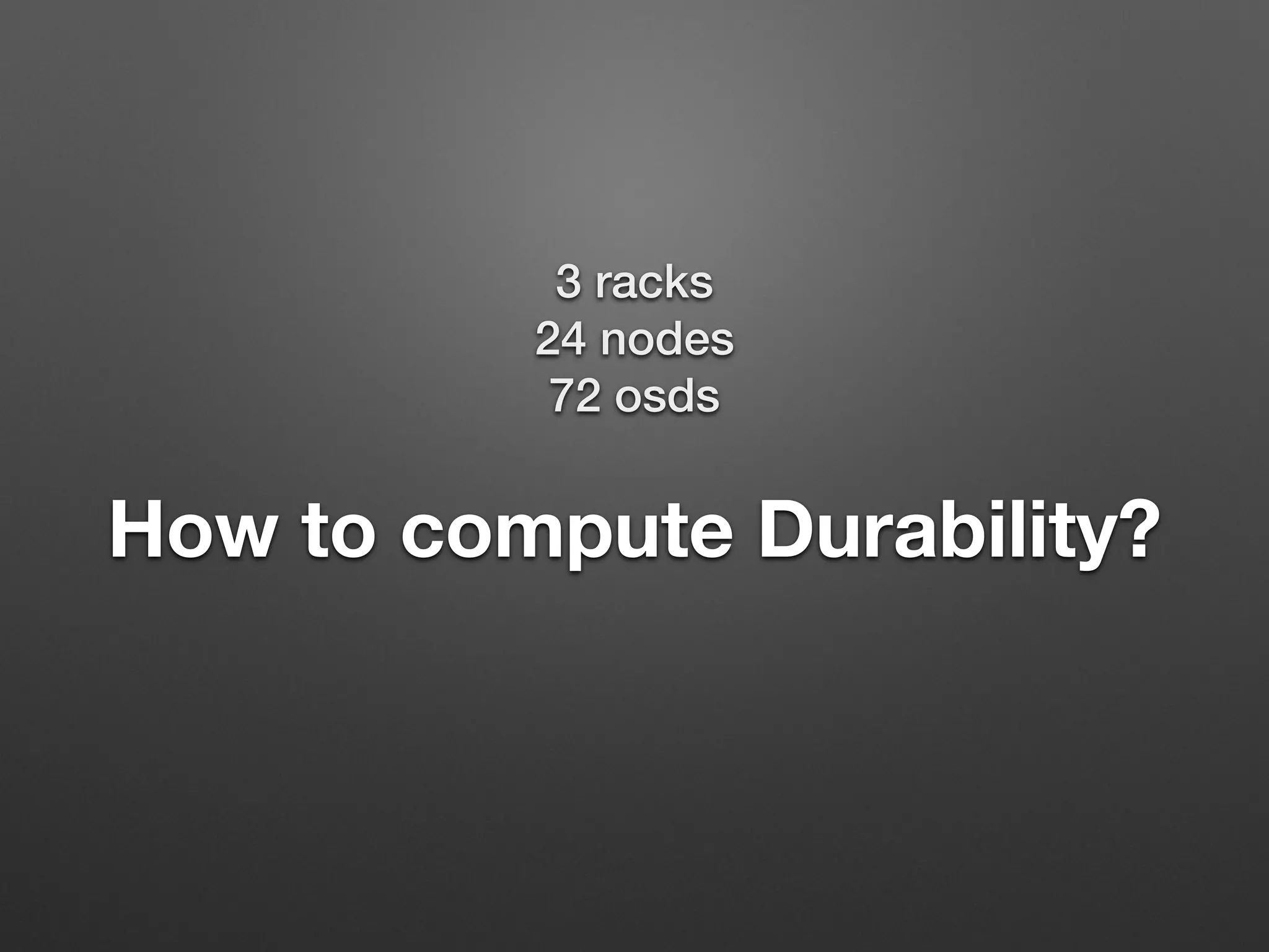 Default crush setting 
 
server-01 
root 
rack-01 
server-02 
server-03 
server-04 
server-05 
server-06 
server-07 
server-08 
 
server-09 
rack-02 
server-10 
server-11 
server-12 
server-13 
server-14 
server-15 
server-16 
 
server-17 
rack-03 
server-18 
server-19 
server-20 
server-21 
server-22 
server-23 
server-24 
 