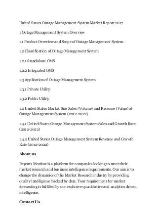 United States Outage Management System Market Report 2017