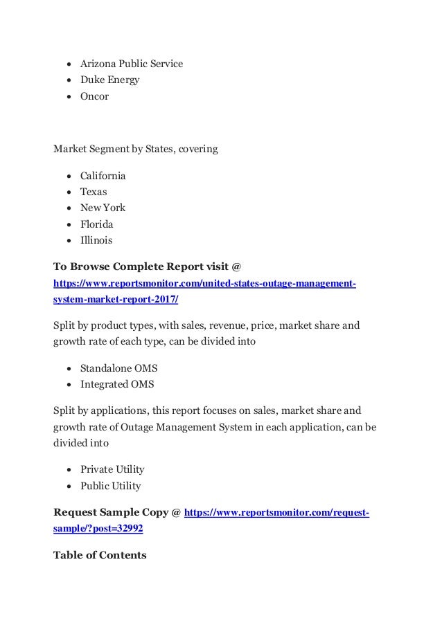 United States Outage Management System Market Report 2017