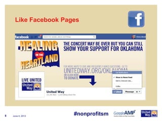 June 4, 20138
Like Facebook Pages
#nonprofitsm
 