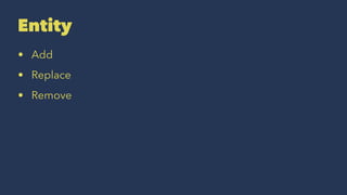Entity
• Add
• Replace
• Remove
 