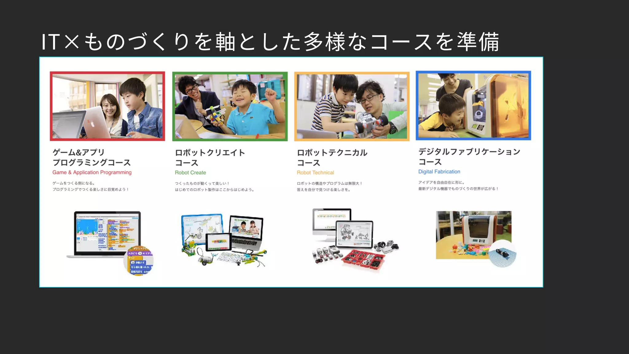 IT×ものづくりを軸とした多様なコースを準備
 