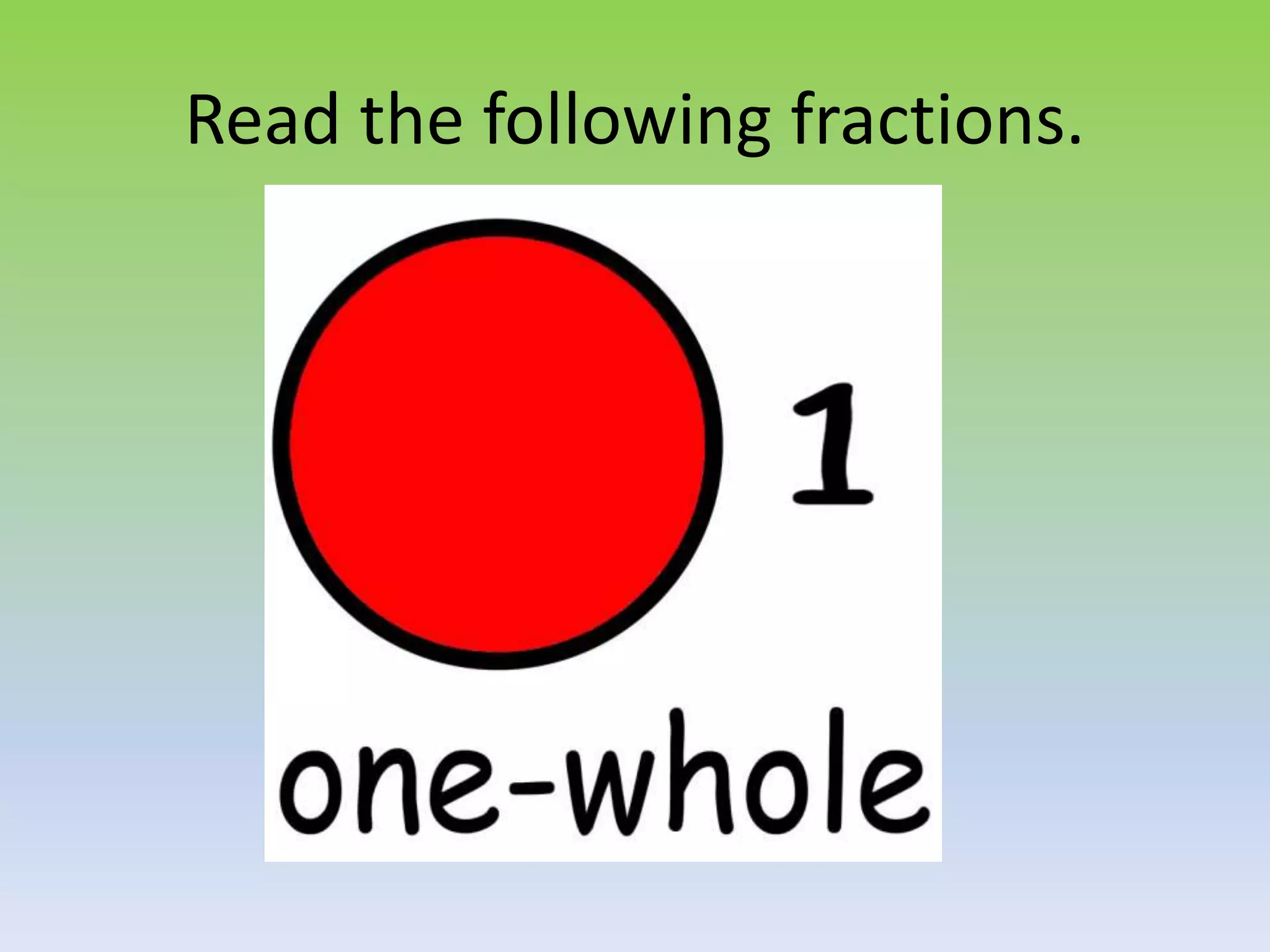 Read the following fractions.