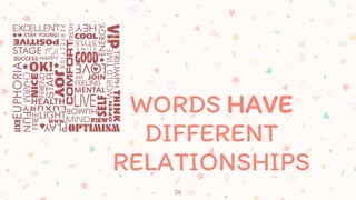 26
WORDS HAVE
DIFFERENT
RELATIONSHIPS
 