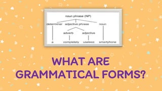 WHAT ARE
GRAMMATICAL FORMS?
 