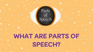 7
WHAT ARE PARTS OF
SPEECH?
 