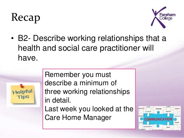 unit hsc m4 week 4 describe working relationship