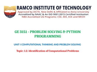 Unit I -1.2. Identification of Computational Problems.pptx