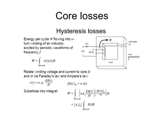 Core losses
Hysteresis losses
 
