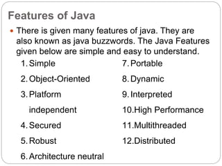 Basics of JAVA programming | PPT