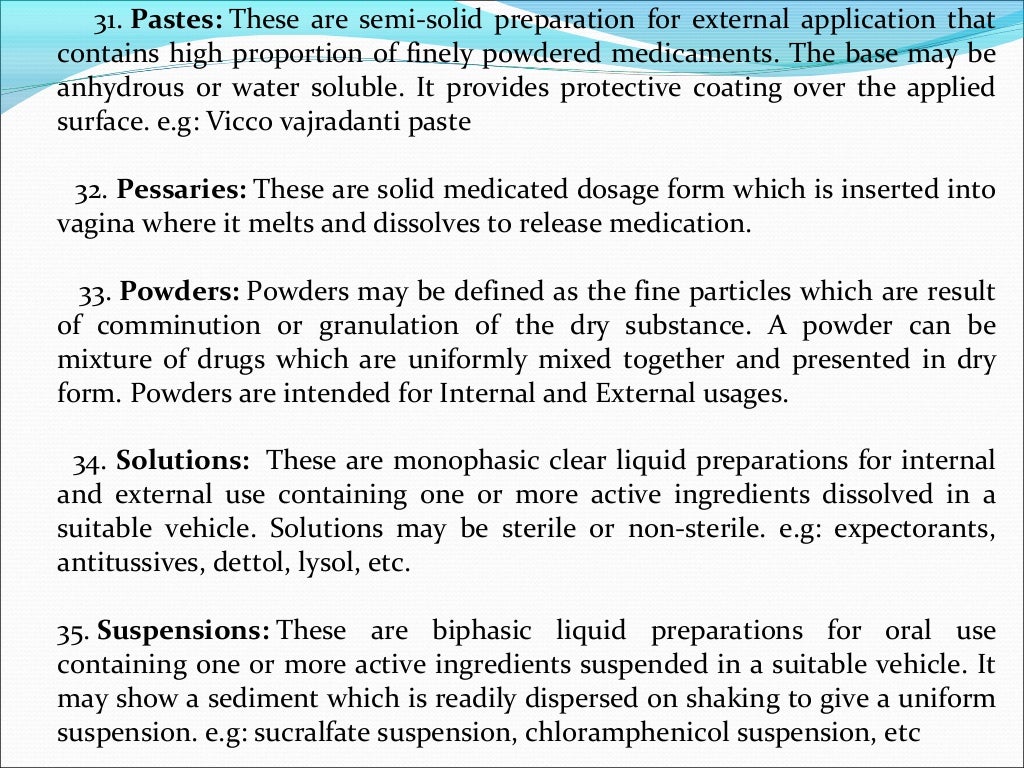 Drug Dosage Forms