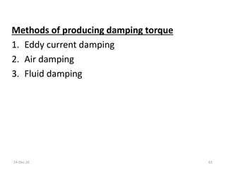 Methods of producing damping torque
1. Eddy current damping
2. Air damping
3. Fluid damping
24-Dec-20 65
 