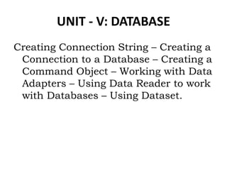 PROGRAMMING USING C#.NET SARASWATHI RAMALINGAM