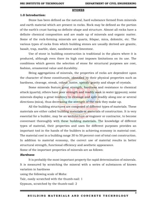 Building Materials and Concrete Technology Unit I | PDF