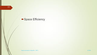 Space Efficiency
3/7/2022
Design and Analysis of Algorithm - UNIT 1
77
 