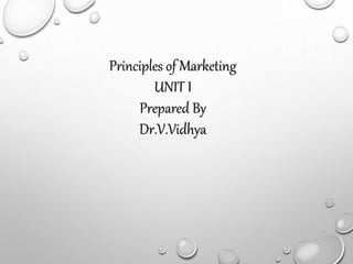 Principles of Marketing
UNIT I
Prepared By
Dr.V.Vidhya
 