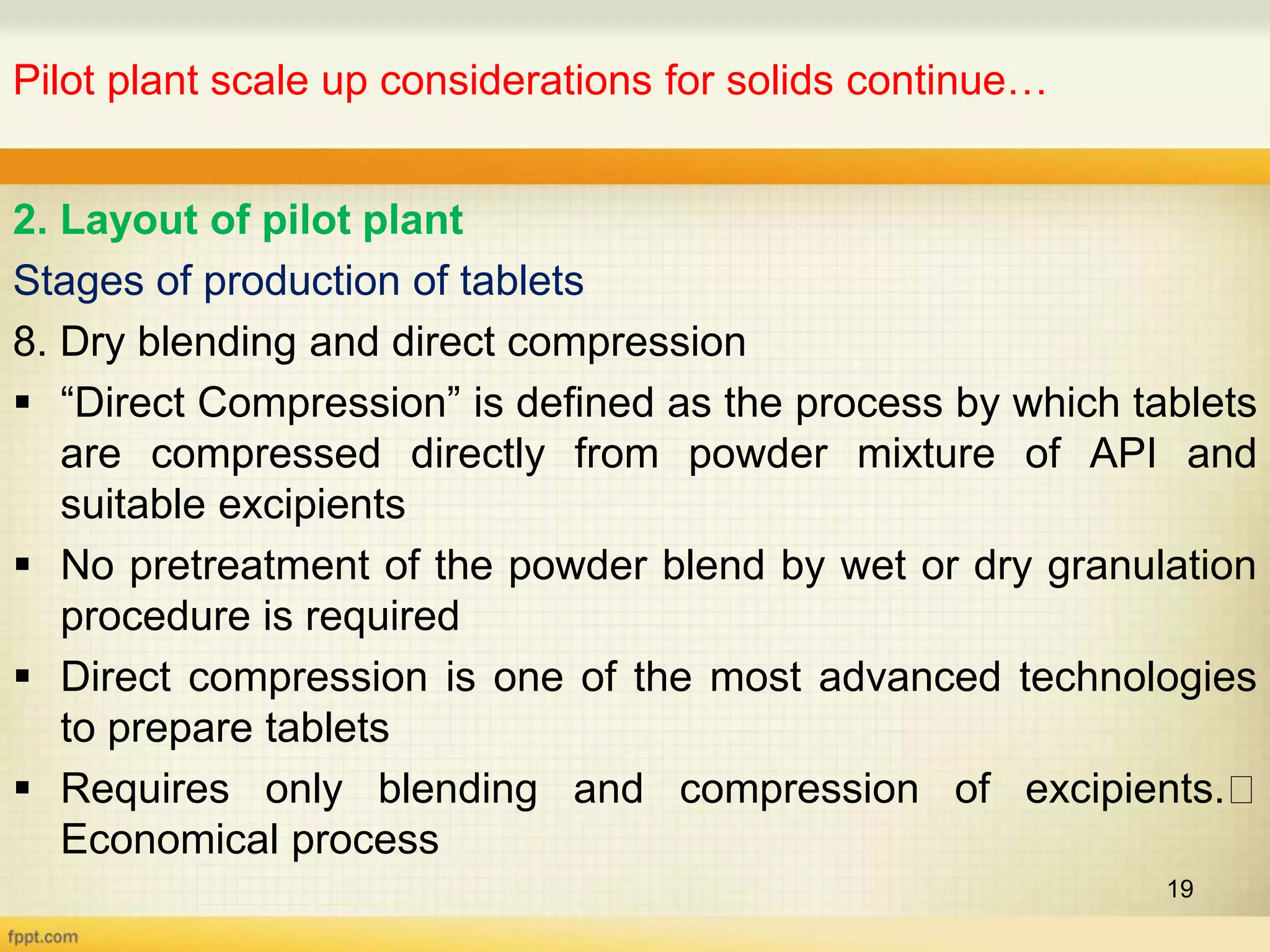 Pilot plant and scale up considerations for solids | PPT