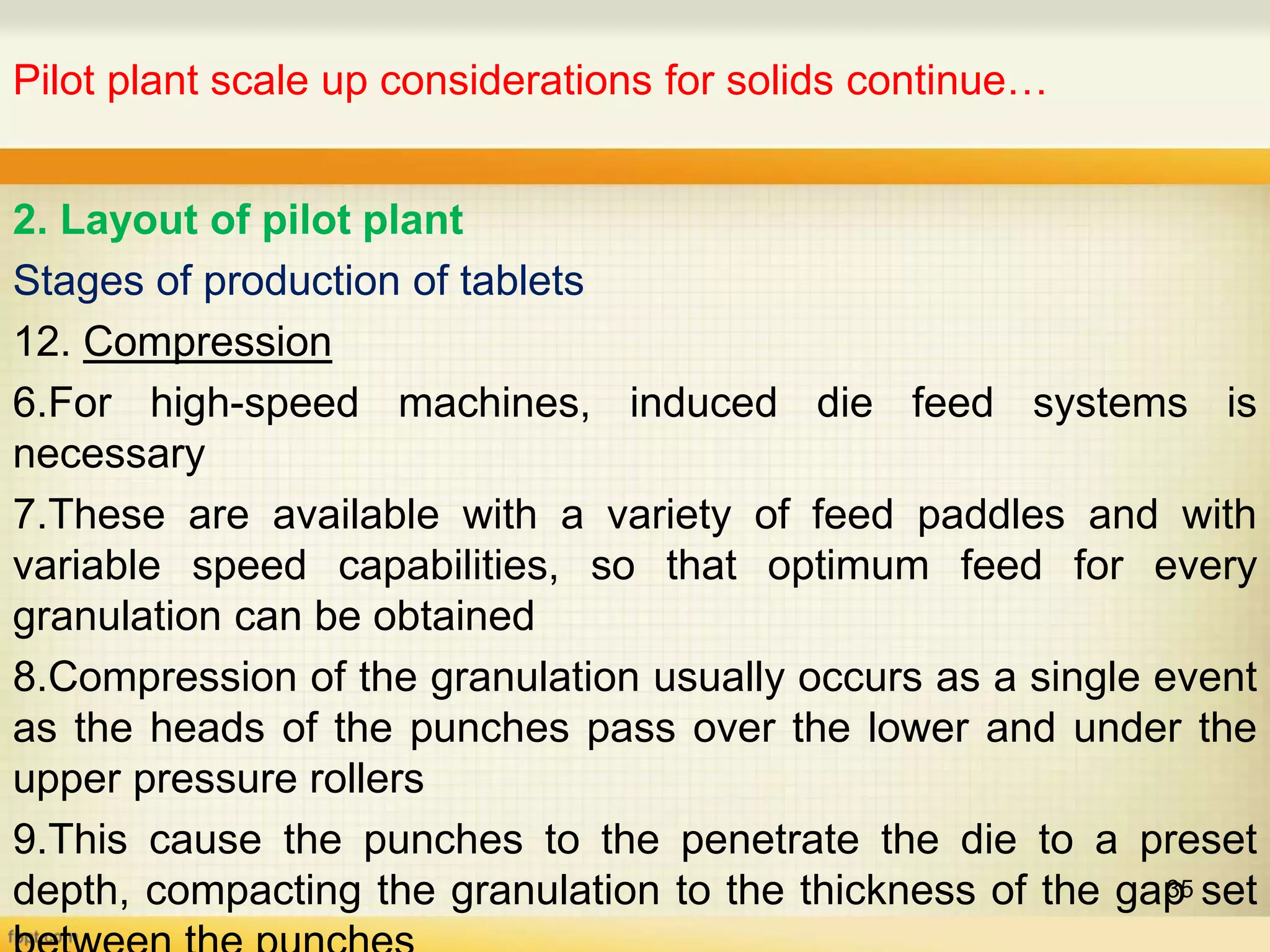 Pilot plant and scale up considerations for solids | PPT