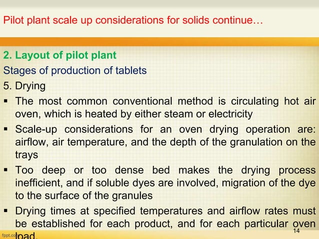 Pilot plant and scale up considerations for solids | PPT