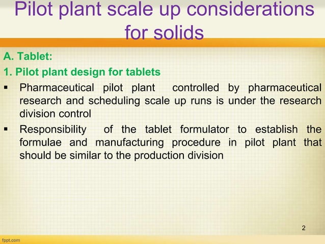Pilot plant and scale up considerations for solids | PPT