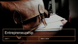 Entrepreneurship
UNIT I MBA I SEM
 