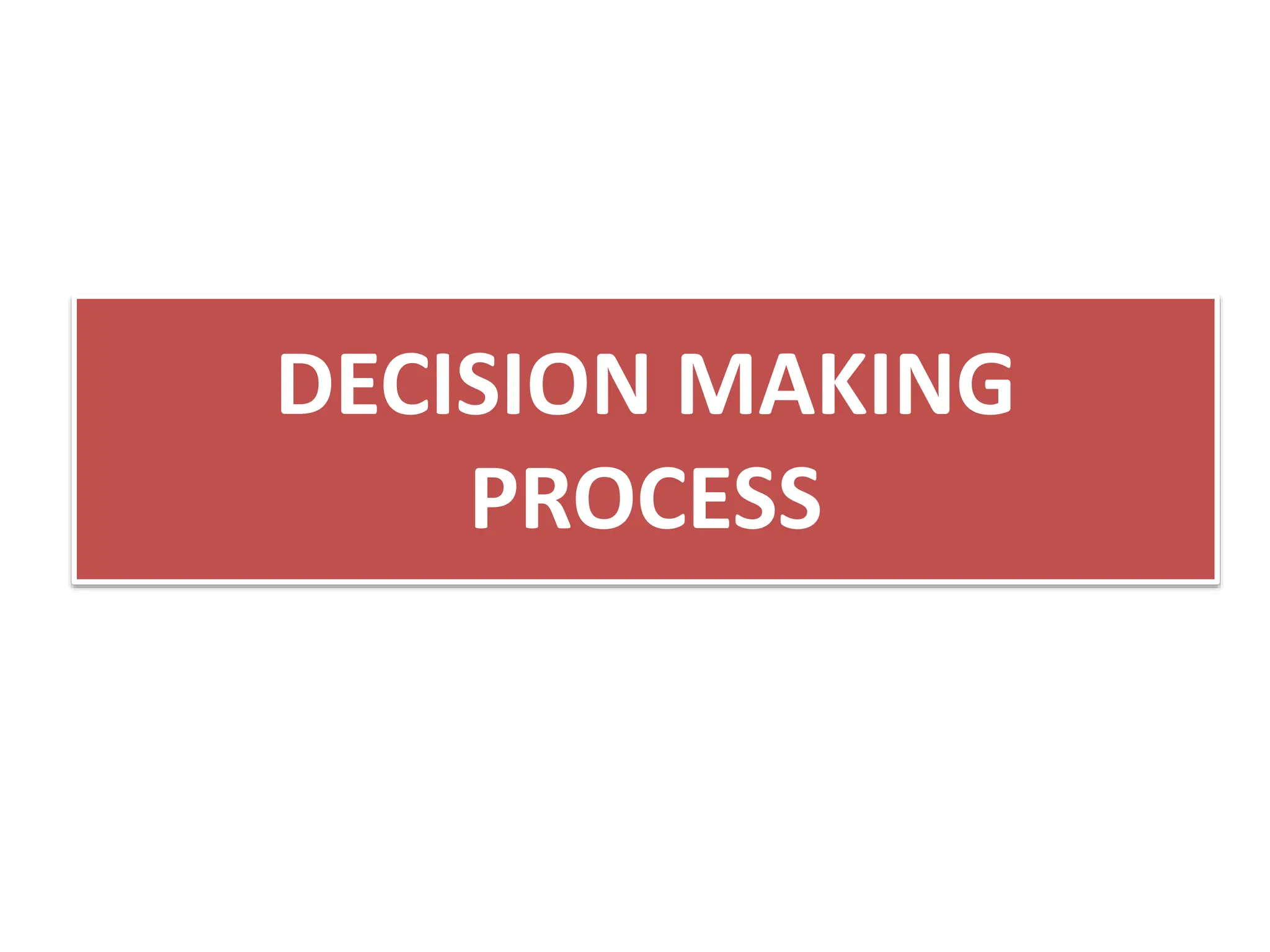 DECISION MAKING
PROCESS
 