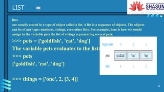 Basic Python concepts- b.com computer applications material | PPTX