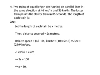Distance Problem Train Aptitude Question and Answers Problem on Trains | PPTX