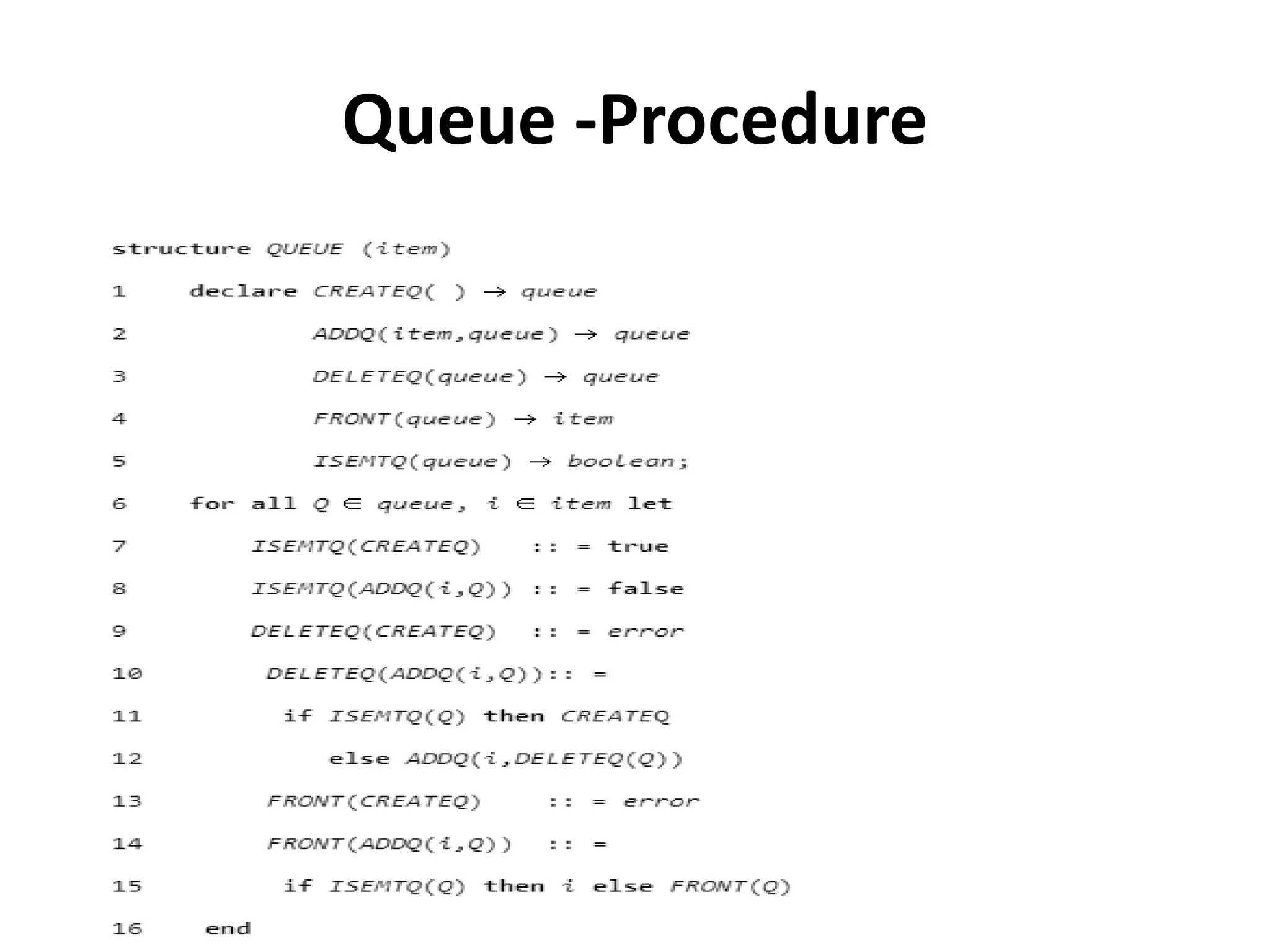 Queue -Procedure
 